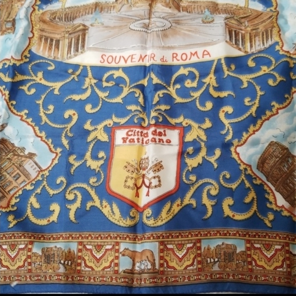 Vintage Roma Souvenir Silk Square Scarf - Picture 10 of 10